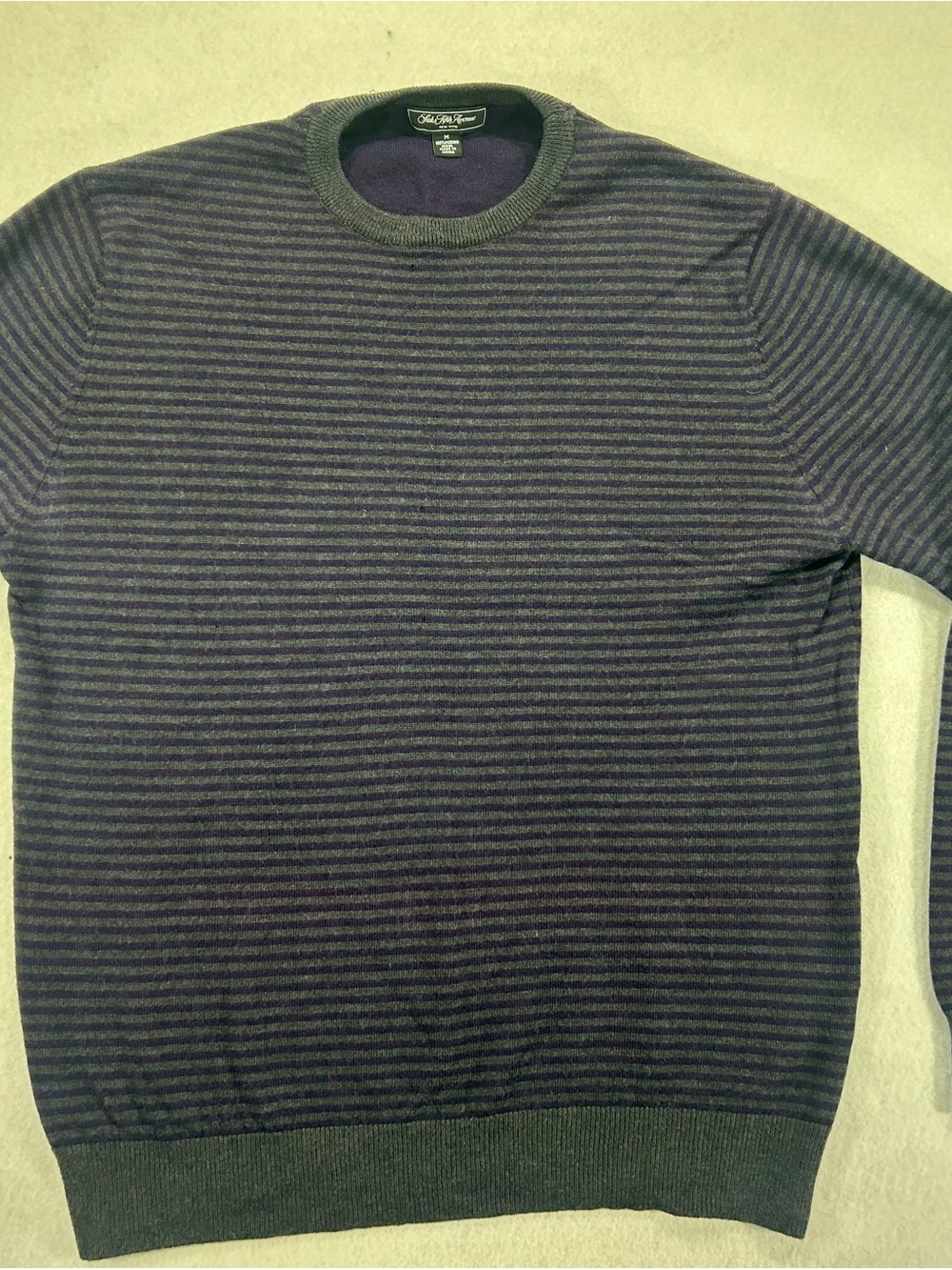 Saks Fifth Avenue Men’s Merino Wool Striped Crewneck Sweater M